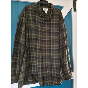 Duluth Trading Co Mens 3XL Tall Relaxed Fit Green Plaid Flannel Shirt